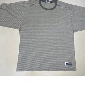 Russell Athletic Men's Gray Striped Short Sleeve Tee